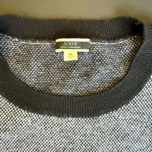 J. Crew Black and White Knit Cashmere Sweater